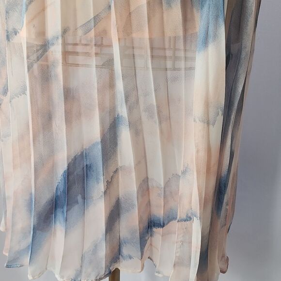 Marbled Pleated Maxi Skirt in Blue and Peach Size L - Picture 4 of 9